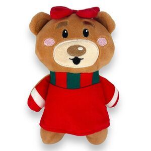 Merry and Bright Teddy Bear Grunting Plush Dog Toy‎ Winter Christmas Holiday